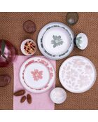 Hanae 18-teiliges Geschirrset aus rosa/beige/grünem Porzellan