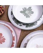 Hanae 18-teiliges Geschirrset aus rosa/beige/grünem Porzellan