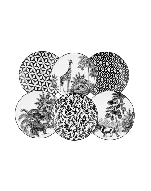 Set mit 6 Desserttellern Savana aus schwarzem Porzellan, D.20,3 cm