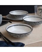 Set di 6 piatti da minestra Villa les Pins in porcellana nera - 21x6,8 cm