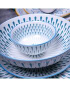 Lot de 6 assiettes creuses Kyoto en porcelaine multicolores - 21x6,7 cm