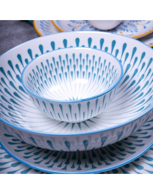 Lot de 6 assiettes creuses Kyoto en porcelaine multicolores - 21x6,7 cm