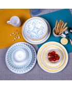 Lot de 6 assiettes creuses Kyoto en porcelaine multicolores - 21x6,7 cm