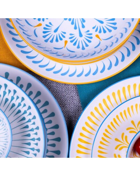 Lot de 6 assiettes creuses Kyoto en porcelaine multicolores - 21x6,7 cm