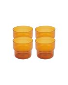 Set van 4 amberkleurige glazen in oranje glas - 280 ml