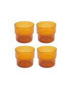 Set van 4 amberkleurige glazen in oranje glas - 280 ml