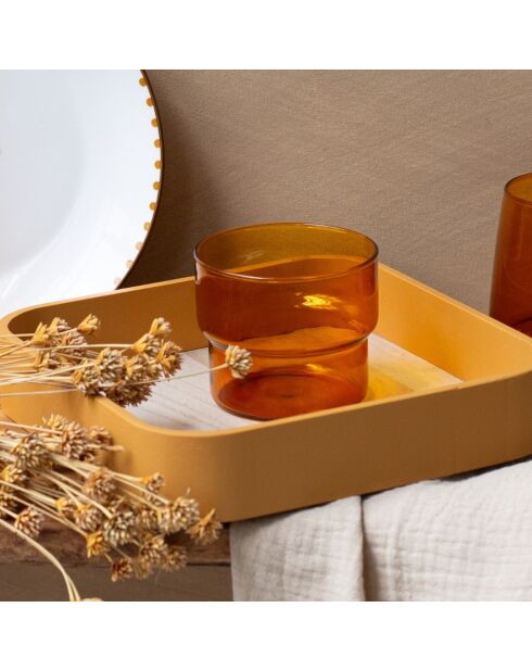 Set van 4 amberkleurige glazen in oranje glas - 280 ml