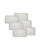 Set van 6 kleine rechthoekige witte keramische zeeschelpborden - 20,5x11,5 cm