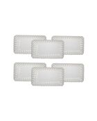 Set van 6 kleine rechthoekige witte keramische zeeschelpborden - 20,5x11,5 cm