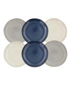 Lot de 6 grandes assiettes Oia en céramique bleues - D.26cm