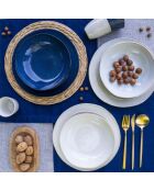 Lot de 6 grandes assiettes Oia en céramique bleues - D.26cm