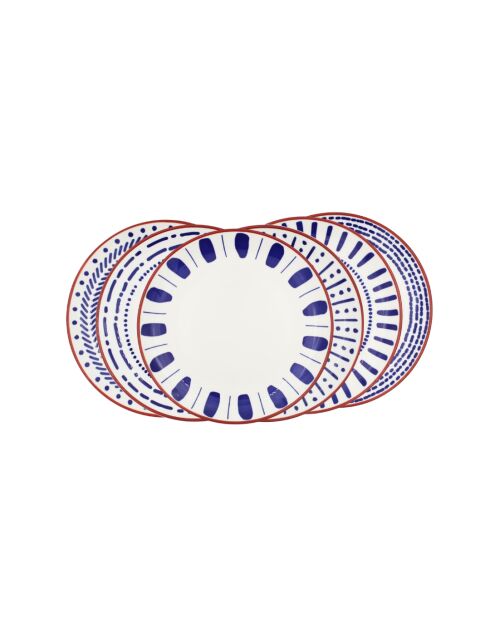 Set mit 6 blauen Desserttellern aus Santorin-Porzellan - D.20,5 cm