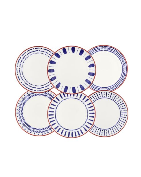 Set mit 6 blauen Desserttellern aus Santorin-Porzellan - D.20,5 cm