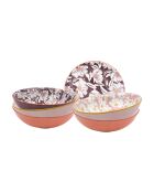 Lot de 6 assiettes creuses Ophelia en porcelaine roses - D.21 cm