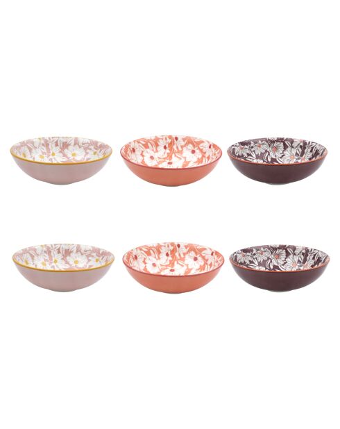 Lot de 6 assiettes creuses Ophelia en porcelaine roses - D.21 cm