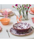 Lot de 6 assiettes creuses Ophelia en porcelaine roses - D.21 cm