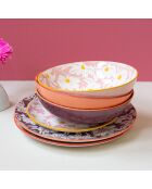 Lot de 6 assiettes creuses Ophelia en porcelaine roses - D.21 cm