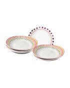 Lot de 6 assiettes creuses Relax sun en porcelaine multicolores - 20x5 cm