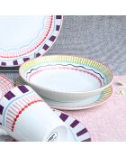 Lot de 6 assiettes creuses Relax sun en porcelaine multicolores - 20x5 cm