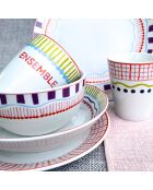 Lot de 6 assiettes creuses Relax sun en porcelaine multicolores - 20x5 cm