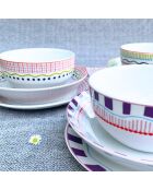 Lot de 6 assiettes creuses Relax sun en porcelaine multicolores - 20x5 cm