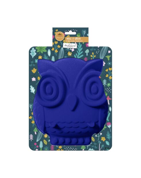 Happy Cake Owl Kuchenform aus blauem Silikon - 21x25x6 cm