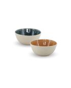 Lot de 6 bols médiums Coralia en porcelaine orange/vert - 15,2×7 cm