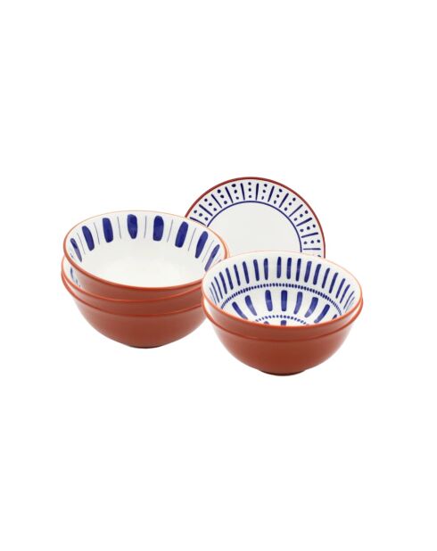 Lot de 6 petits bols Santorin en porcelaine bleus - 11,5×5,5 cm