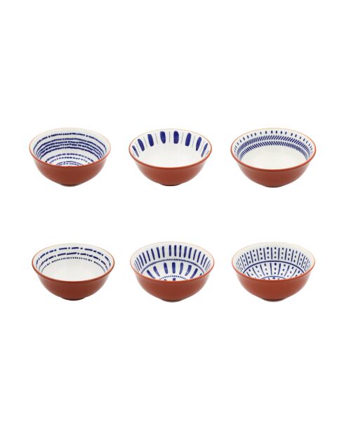 Lot de 6 petits bols Santorin en porcelaine bleus - 11,5×5,5 cm