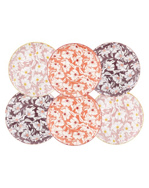 Set di 6 piatti grandi in porcellana Ophelia rosa - D.26 cm