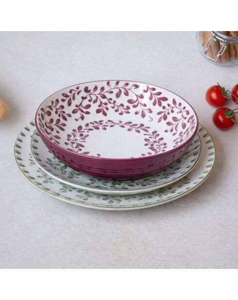 Set mit 6 Trattoria-Suppentellern aus grün/lila/blauem Porzellan, 20,5 x 6,5 cm