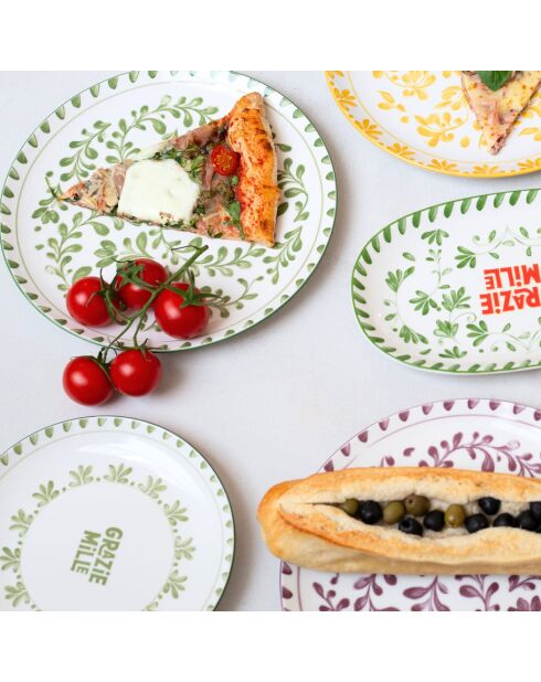 Set mit 6 Trattoria-Suppentellern aus grün/lila/blauem Porzellan, 20,5 x 6,5 cm