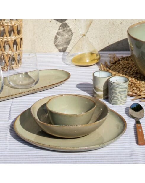 Set mit 6 beigefarbenen Dune Suppentellern aus Keramik, 18,8 x 5 cm