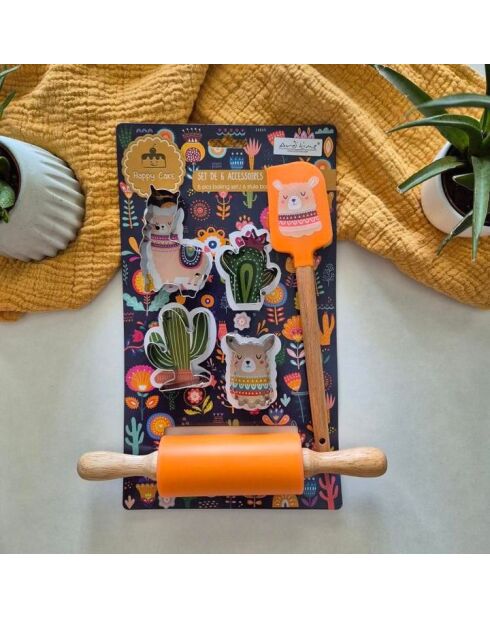 Lot de 6 accessoires Happy cake en silicone orange