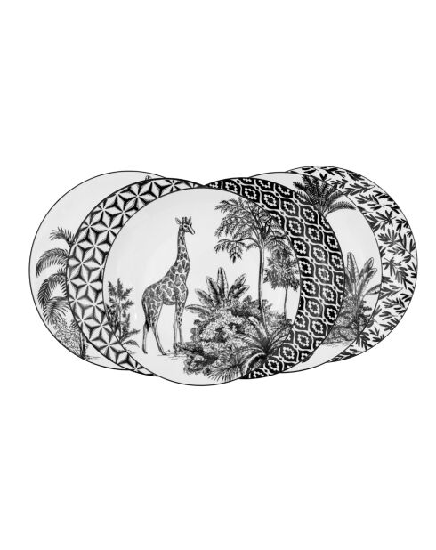 Set mit 6 großen Savana-Tellern aus schwarzem Porzellan - D.27 cm