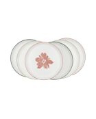 Dessertteller Hanae aus Porzellan, rosa/beige/grün, Durchmesser 19,5 cm, 6 Stück