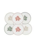 Dessertteller Hanae aus Porzellan, rosa/beige/grün, Durchmesser 19,5 cm, 6 Stück