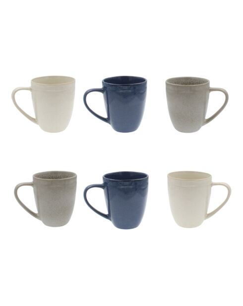 Lot de 6 mugs Oia en céramique bleus - 8,3×10cm