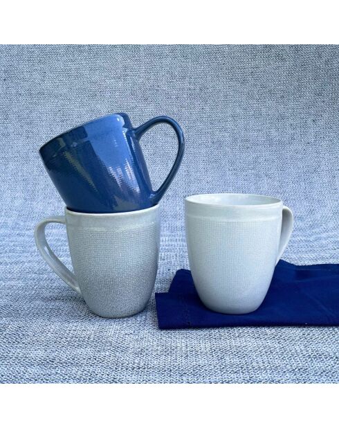 Lot de 6 mugs Oia en céramique bleus - 8,3×10cm