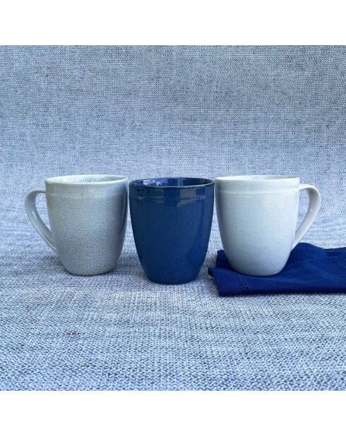 Lot de 6 mugs Oia en céramique bleus - 8,3×10cm