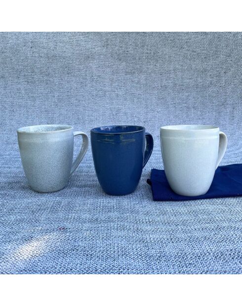 Lot de 6 mugs Oia en céramique bleus - 8,3×10cm