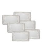 Set van 6 grote rechthoekige witte keramische Coquillage borden - 26x15 cm