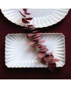 Set van 6 grote rechthoekige witte keramische Coquillage borden - 26x15 cm