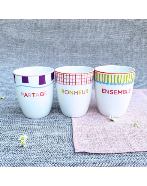 Lot de 6 gobelets Relax sunLot en porcelaine multicolores - 8×10cm