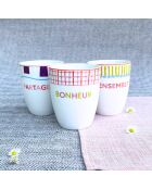 Lot de 6 gobelets Relax sunLot en porcelaine multicolores - 8×10cm