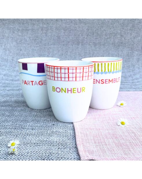 Lot de 6 gobelets Relax sunLot en porcelaine multicolores - 8×10cm