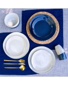 Saladier Oia en céramique bleu - 22×5,8cm