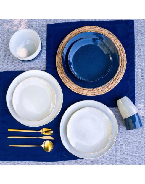 Saladier Oia en céramique bleu - 22×5,8cm