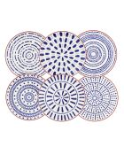 Set mit 6 großen blauen Porzellantellern von Santorin — D.26,5 cm