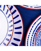 Set mit 6 großen blauen Porzellantellern von Santorin — D.26,5 cm